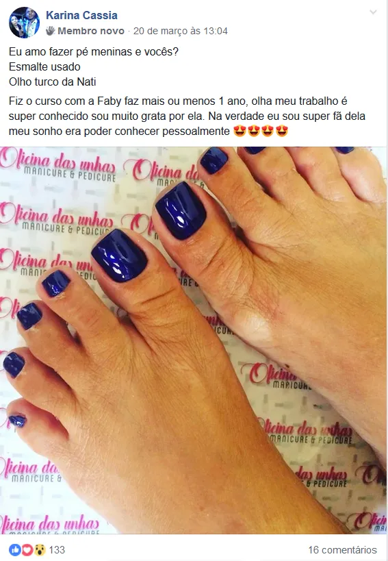 Depoimento de aluna no grupo do curso
